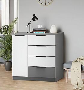 Comoda Modern Komfort 4+1S Gri Ardezie/Alb