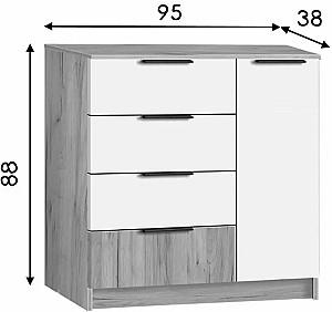 Comoda Modern Komfort 4+1S Gri Ardezie/Alb