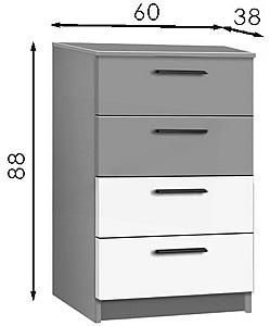 Comoda Modern Andi 4S Gri Ardezie/Alb