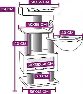 Ansamblu pentru pisici PETREBELS Parklane 131 Cappuccino
