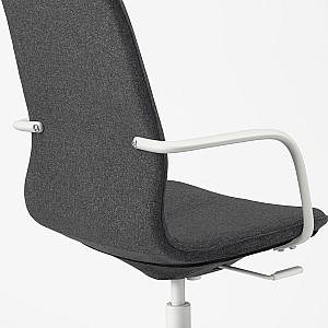 Fotoliu de birou IKEA Langfjall rotativ cu brate/spatar inalt Gri inchis/Alb