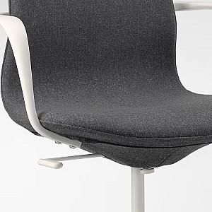 Fotoliu de birou IKEA Langfjall rotativ cu brate/spatar inalt Gri inchis/Alb