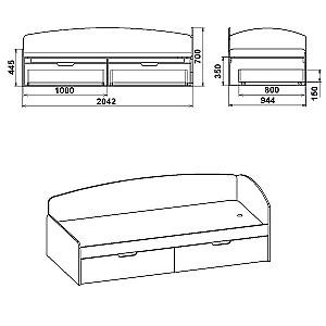 Pat copii KompaniT 90+2С Atelie deschis (Gri)