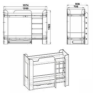 Pat copii KompaniT Twix-2 stejar sonoma