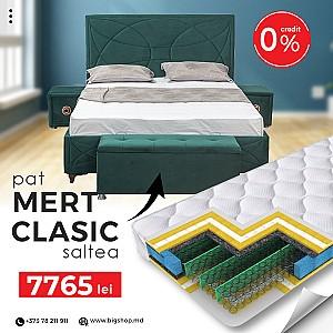Pat VLM Mert-10 (163611) + Clasic 160x200 (55586), tapitat, de 2 persoane, cu saltea