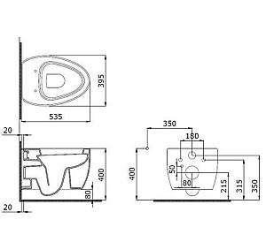 Vas WC Bocchi ETNA 54cm