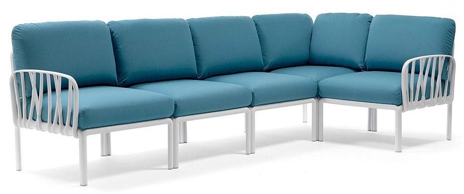 Canapea pentru gradina Nardi KOMODO 5 Sunbrella 40370.00.142 (5locuri) Alb/Adriatic (Albastru)