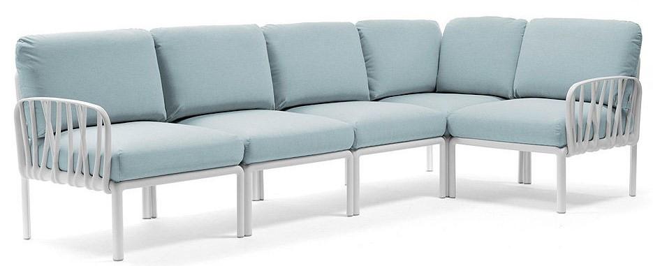Canapea pentru gradina Nardi KOMODO 5 Sunbrella 40370.00.138 (5locuri) Alb/Gheață (Albastru)