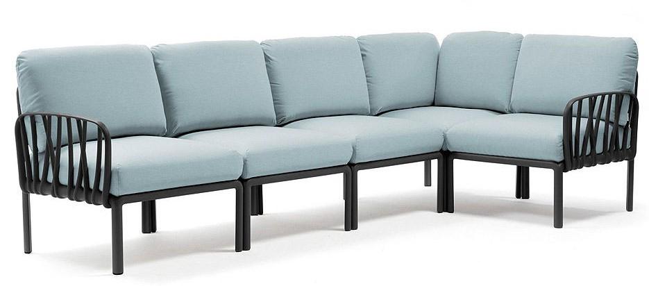 Canapea pentru gradina Nardi KOMODO 5 Sunbrella 40370.02.138 (5locuri) Antracit (Gri)/Gheață (Albastru)