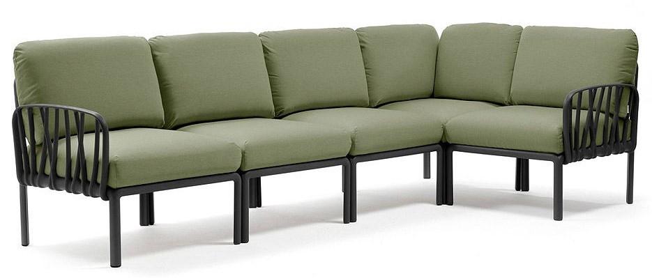 Canapea pentru gradina Nardi KOMODO 5 Sunbrella 40370.02.140  (5locuri) Antracit (Gri)/Jungla (Verde)