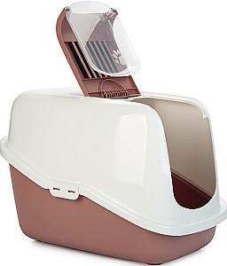 Litiera acoperita pentru pisici Beeztees NESTOR Pink/White