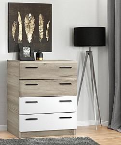 Comoda Modern Andi 4B Stejar Craft Gri (Bej)/Alb