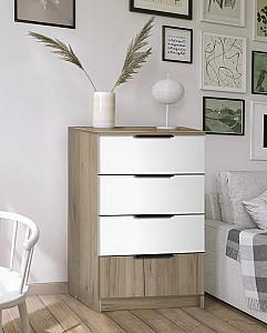 Comoda Modern Komfort 4S Stejar Craft Gri (Bej)/Alb