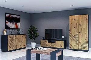 Tumba pentru televizor Confort-NV Bristol Antracit(Gri)/Stejar Artizan(Maro)