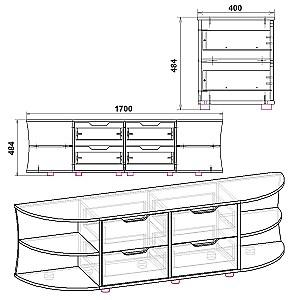 Tumba pentru televizor KompaniT Odessa Atelie deschis (Gri)