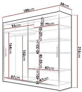 Dulap-cupe Space Meble Talin III 180x215x58 Alb Mat/Negru Mat