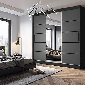 Dulap-cupe Belini Premium MT SZP5/1/B/SR/0/KLP Gri Grafit/Negru