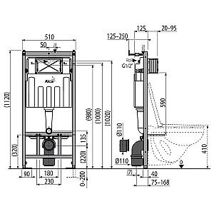 Instalatie wc incastrat cu cadru Alcaplast SADROMODUL AM101/1120 (108760)