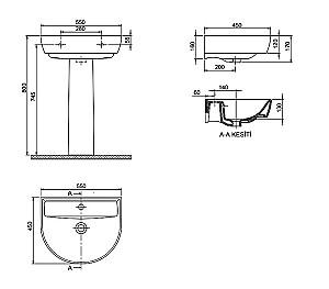 Lavoar baie CeraStyle Bella 55x45 White