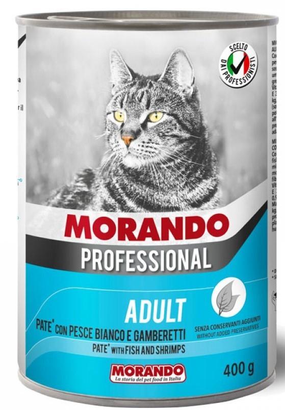 Hrana umeda pentru pisici Morando Professional pate pesce bianco e gamberreti 400g