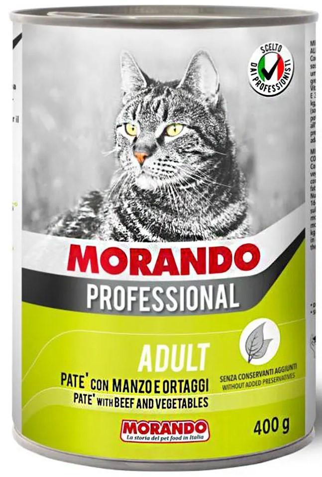 Hrana umeda pentru pisici Morando Professional pate manzo e ortaggi 400g