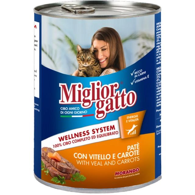 Hrana umeda pentru pisici Morando Miglior Gatto pate vitello/Carote 400g