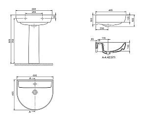 Lavoar baie CeraStyle Bella 60x50 Turkuaz White