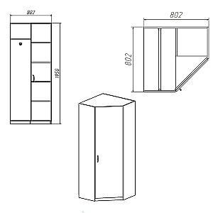 Dulap colt KompaniT 3U Atelie deschis (Gri)