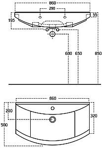Lavoar baie Sanovit Zenon 75x48 cm
