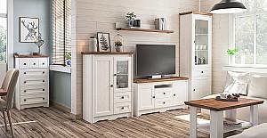 Tumba pentru televizor Neman Tivoli MN-035-11 Alb Structural/Stejar Stirling(Maro)