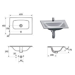 Lavoar baie Cersanit MODUO 600X450X175 (110174)