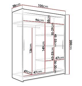 Dulap-cupe Space Meble Costa VI 100x200x58 Ciocolata