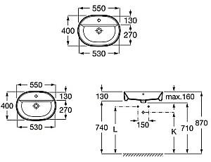 Lavoar baie Roca The Gap 550x400 A3270Y0000