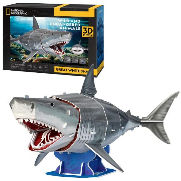 3D Puzzle CubicFun Marele rechin alb (DS1098h)