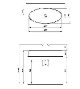 Lavoar baie Bocchi Cortina Matt 85x40cm