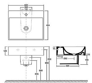 Lavoar baie KOLO QUATTRO 60x48 cm + Reflex