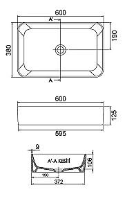 Lavoar baie CeraStyle Hera Black Matte 60x38cm Turkuaz Seramik