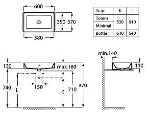 Lavoar baie Roca Gap Alter Square (3270Y2)