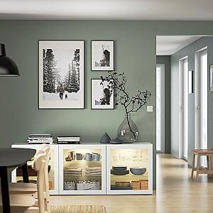 Dulap cu vitrina IKEA Besta Sindvik white 180x42x65 cm