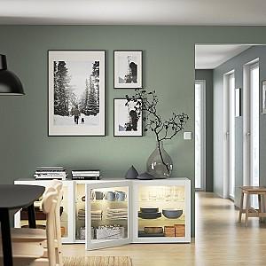 Dulap cu vitrina IKEA Besta Sindvik white 180x42x65 cm