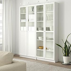 Dulap cu vitrina IKEA Billty / Oxberg white 160x30x202 cm
