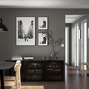 Dulap cu vitrina IKEA Besta black-brown / Glassvik black glass / smoky