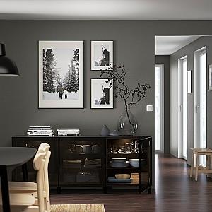 Dulap cu vitrina IKEA Besta black-brown / Glassvik / Stubbarp black / smoky glass