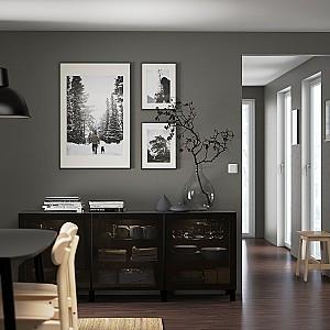 Dulap cu vitrina IKEA Besta black-brown / Glassvik / Stubbarp black / smoky glass