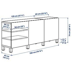 Dulap cu vitrina IKEA Besta black-brown / Glassvik / Stubbarp black / smoky glass
