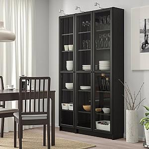 Dulap cu vitrina IKEA Billy /Oxberg black-brown 120x30x202 cm