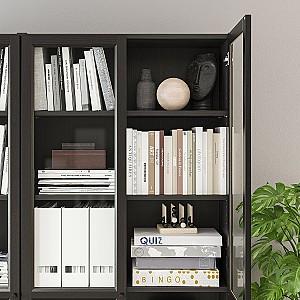 Dulap cu vitrina IKEA Billy /Oxberg black-brown 120x30x202 cm