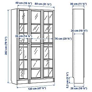 Dulap cu vitrina IKEA Billy /Oxberg black-brown 120x30x202 cm