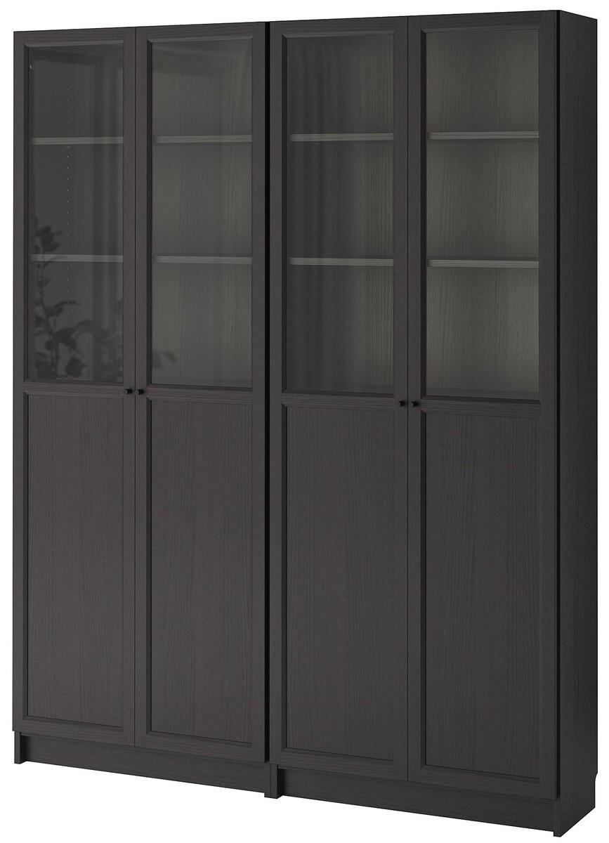 Dulap cu vitrina IKEA Billy / Oxberg black-brown 160x30x202 cm