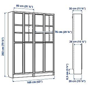 Dulap cu vitrina IKEA Billy / Oxberg black-brown 160x30x202 cm